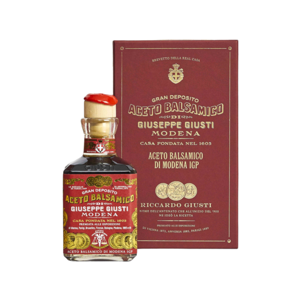 balsamico-essig aus modena riccardo giusti g.g.a. 3 goldmedaillen 250 ml - in einer würfelförmigen flasche mit schachtel