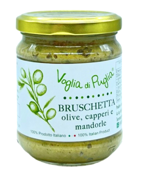 bruschetta-aufstrich mit oliven kapern und mandeln 190 g