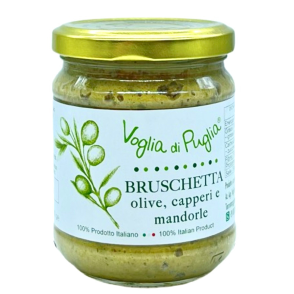 bruschetta-aufstrich mit oliven kapern und mandeln 190 g