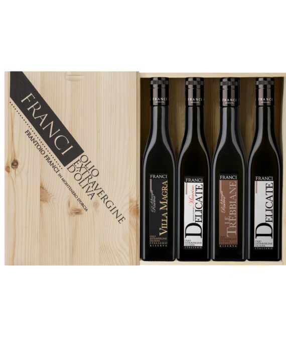 degustationsset mit 4 flaschen natives olivenöl extra „selezione franci“, 500 ml